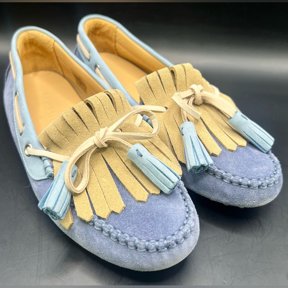 M. Gemi- Blue and Tan Tassel Loafers, Size:36-1/2, Made in Italy